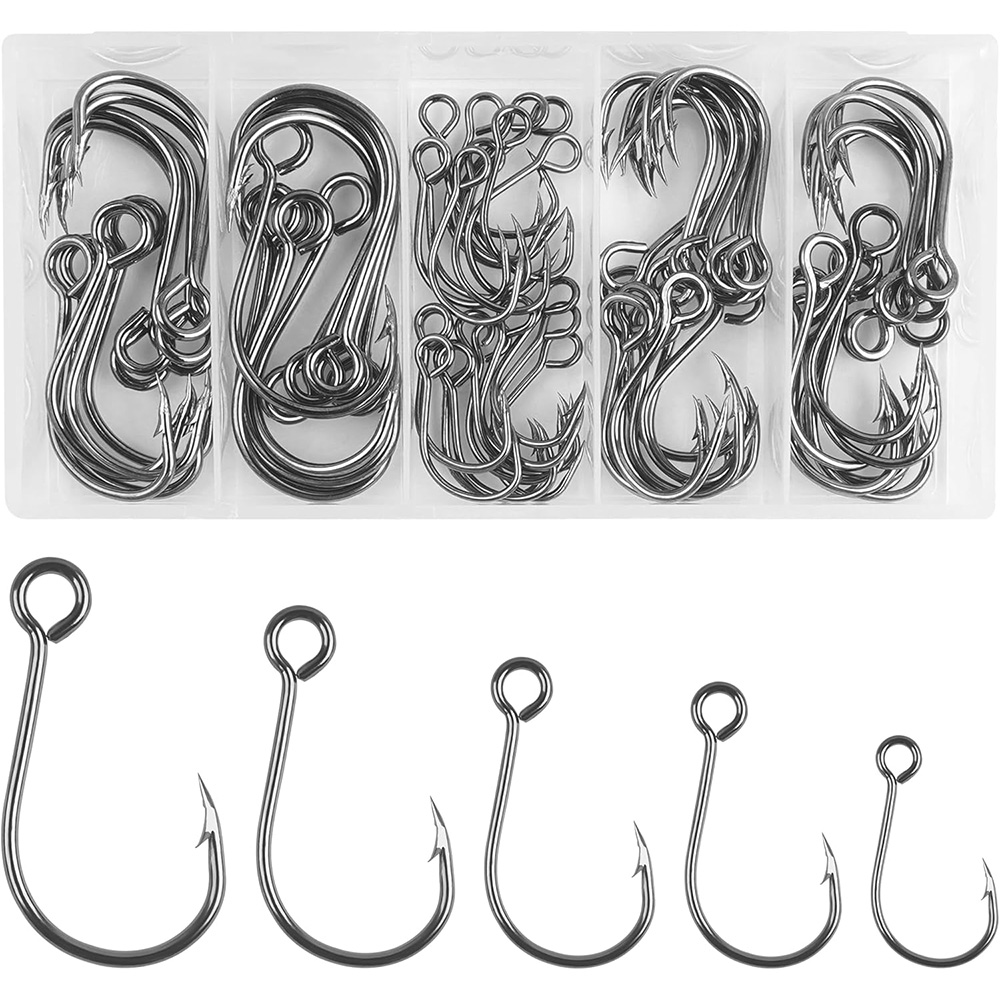 Fishing Hook Assortment - 70Pcs Fishing Inline Single Hooks Single