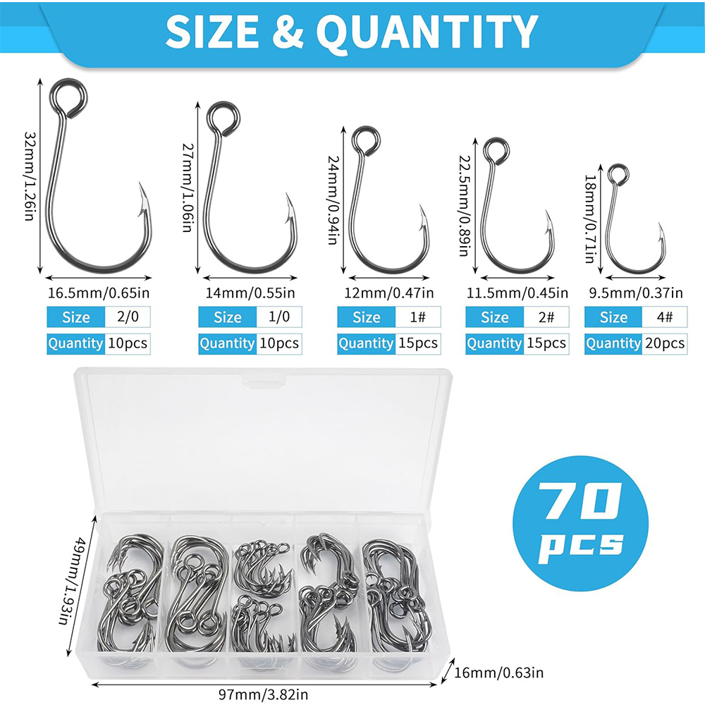 70Pcs Fishing Inline Single Ho - огляд і ціна Fishing Hook Assortment
